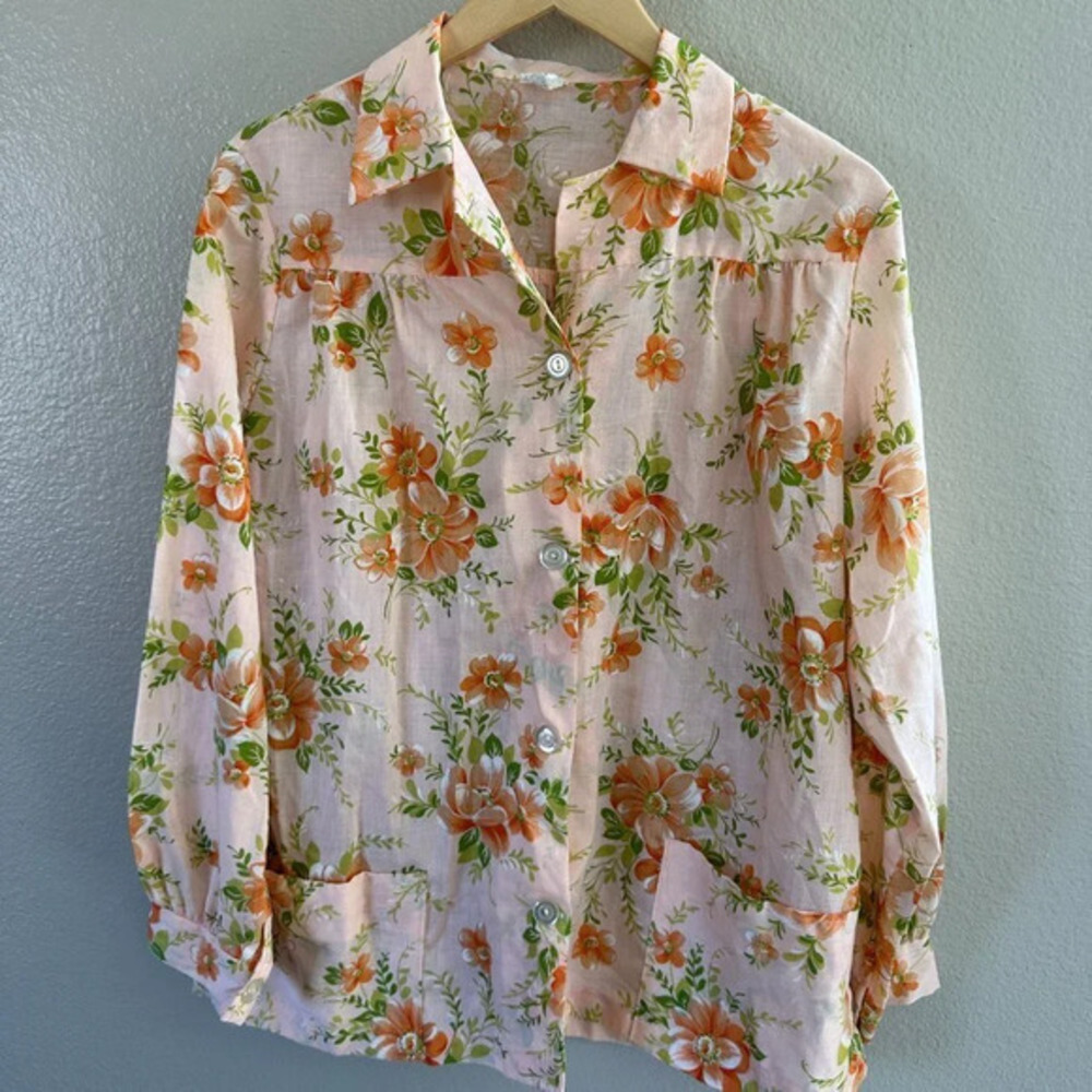 Vintage Kari of California Long Sleeve Floral Smock/Blouse‎